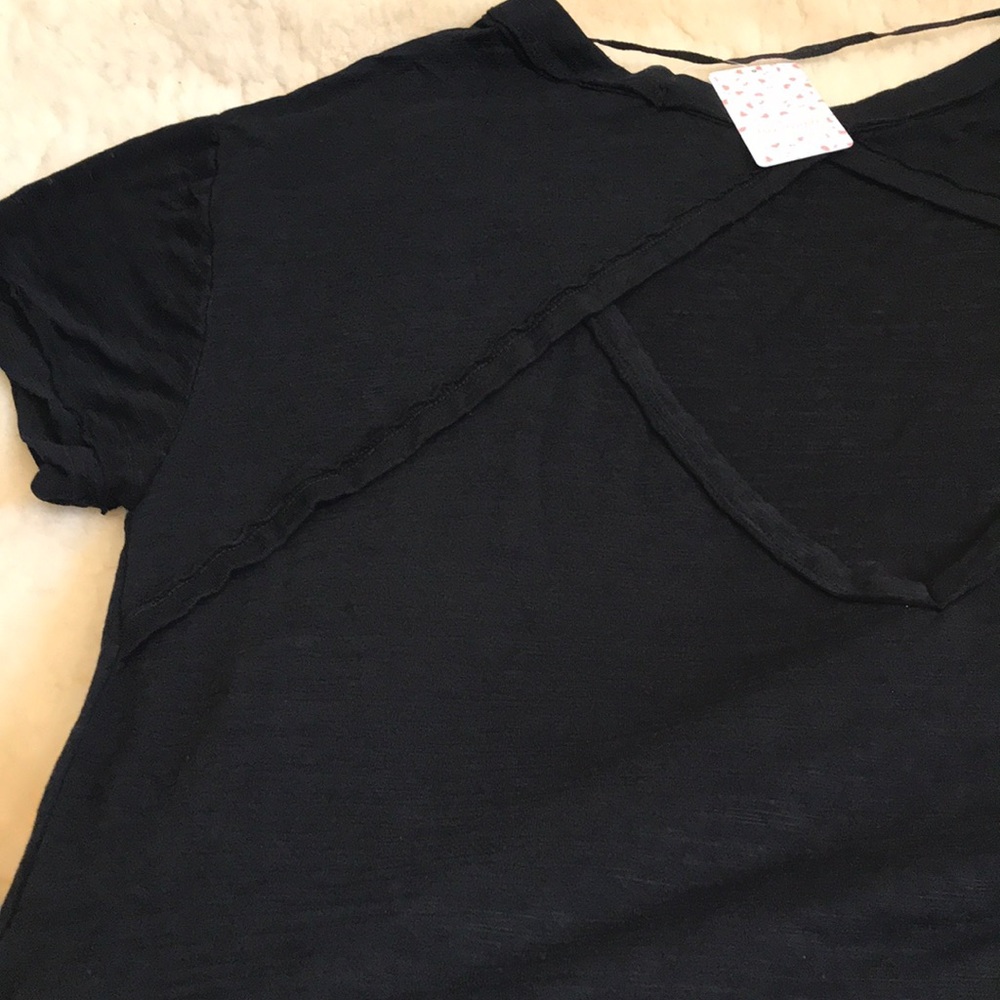 Free People Black Open Back Oversize Top. S,M - Picture 9 of 11